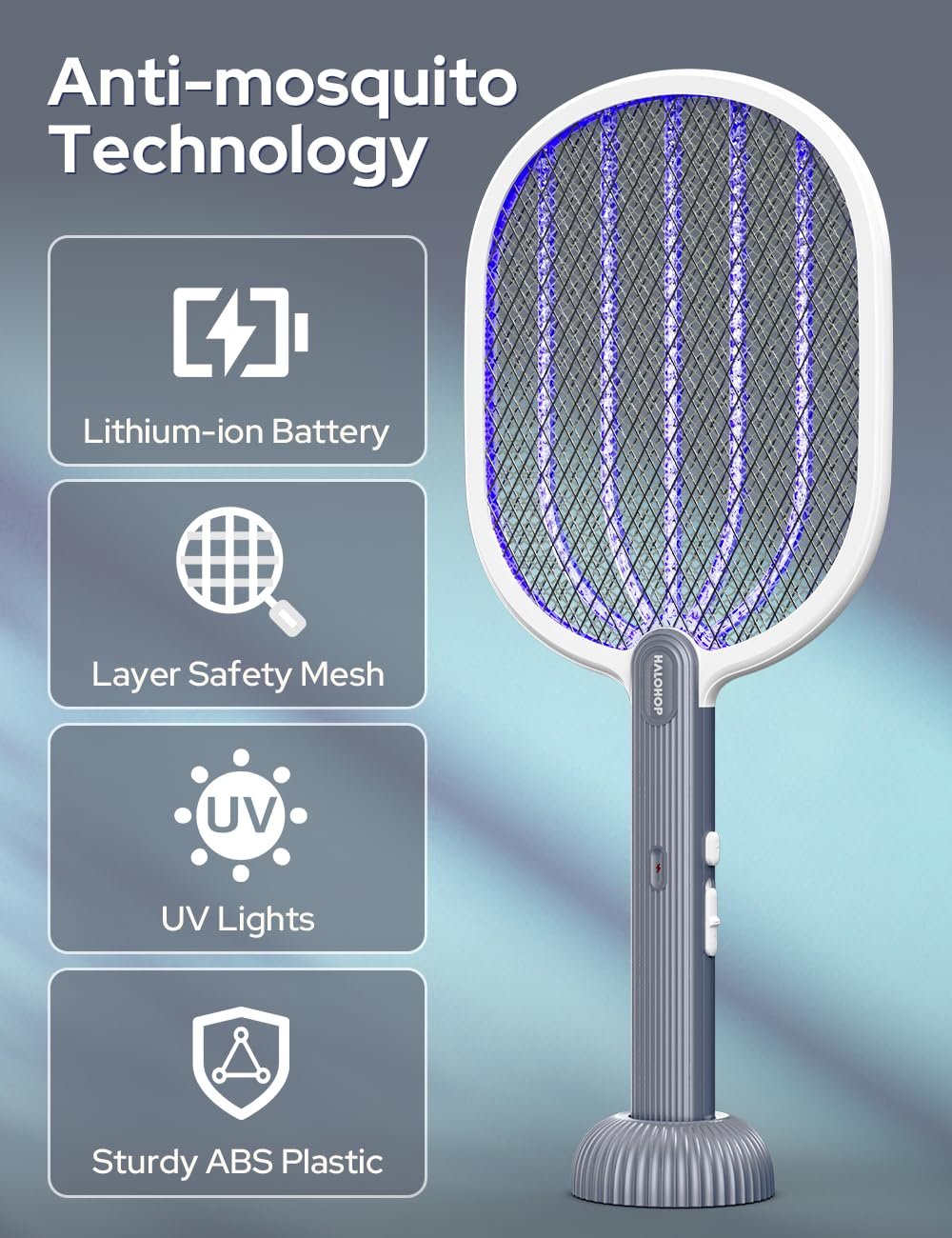Rechargeable Mosquito Killer Racket ? LED Electric Fly Swatter with Rechargeable Battery ? Portable and Safe Mosquito Repellent