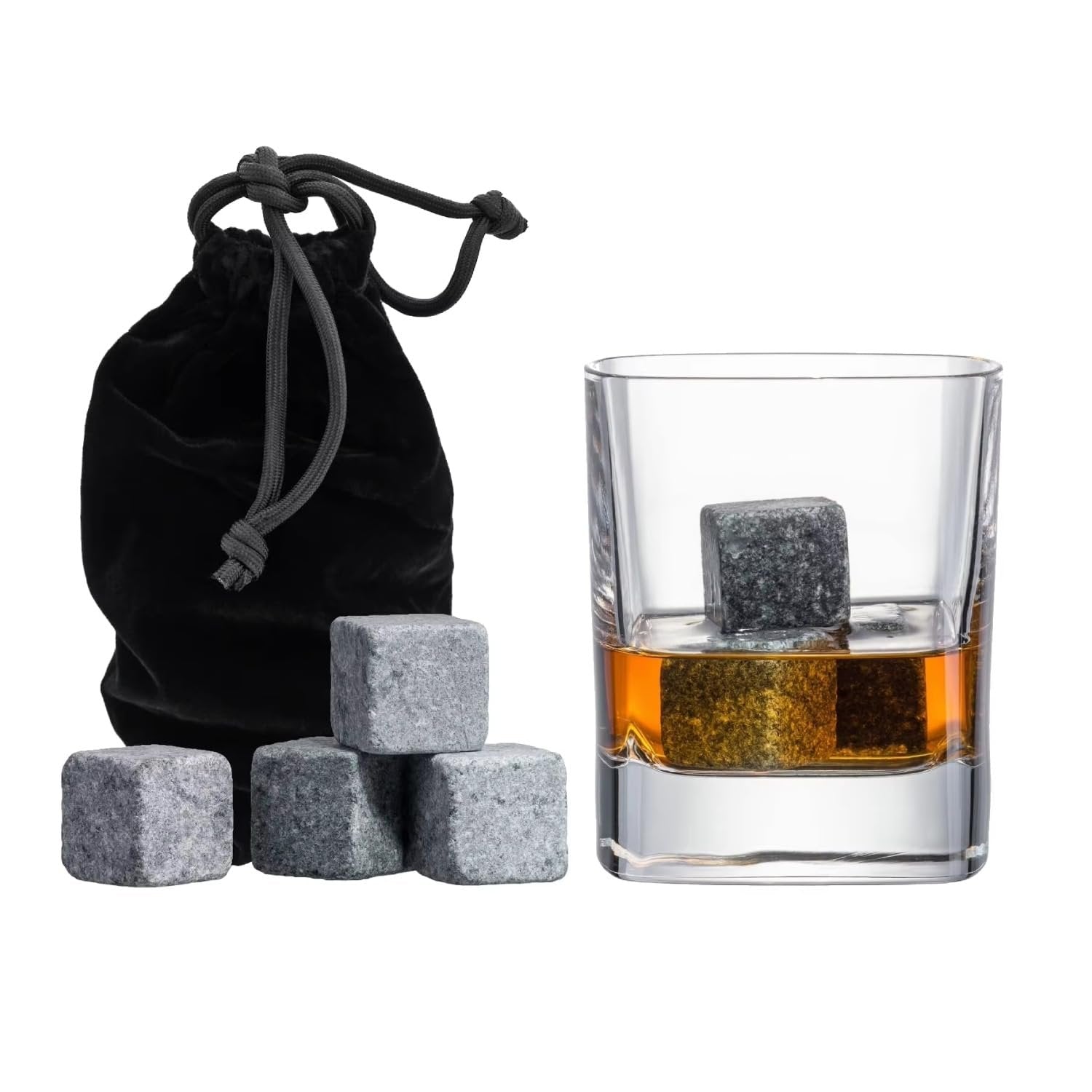Whisky Chilling Stones ? Reusable, Non-Diluting Stones for Chilling Whisky, Wine, or Cocktails ? Set of 6, Ideal for Connoisseurs