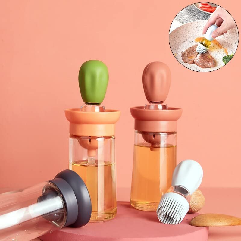 2 in 1 Silicone Dropper Measuring Oil Dispenser Bottle ? Precise, Leak-Proof, BPA-Free Bottle for Oil, Vinegar, Syrup ? Ideal for Cooking & Baking