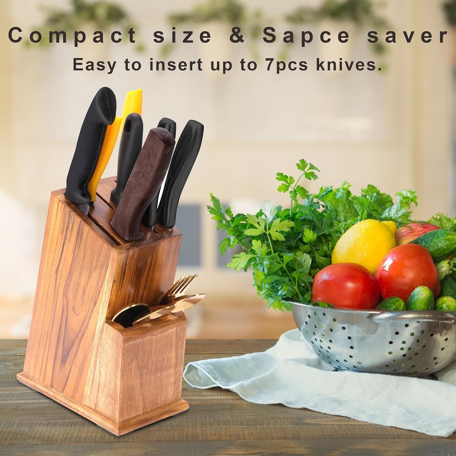 Wooden Knife Stand ? Stylish and Functional Kitchen Knife Holder ? Durable Wooden Design, Space-Saving, Easy Access