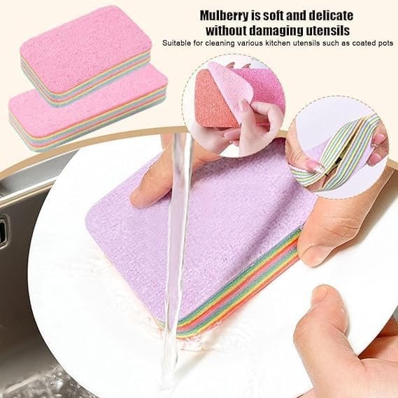 12 PC Multipurpose Rainbow Dish Cleaning Sponge ? Non-Scratch, Durable, Colorful Sponges for Kitchen, Dishes, and Household Cleaning