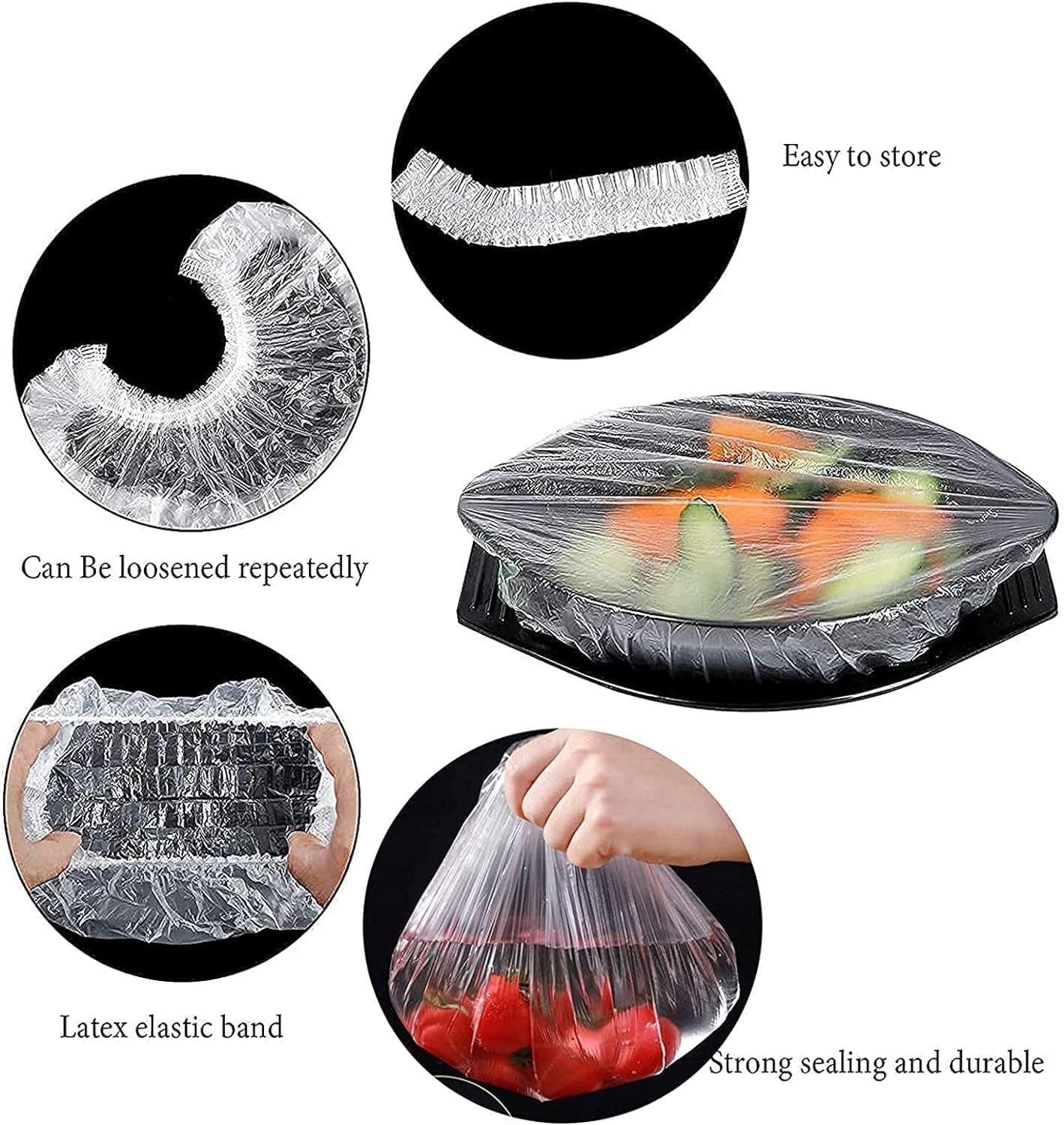 100 Pcs Fresh Keeping Bags ? Reusable Elastic Food Storage Covers for Bowls and Plates