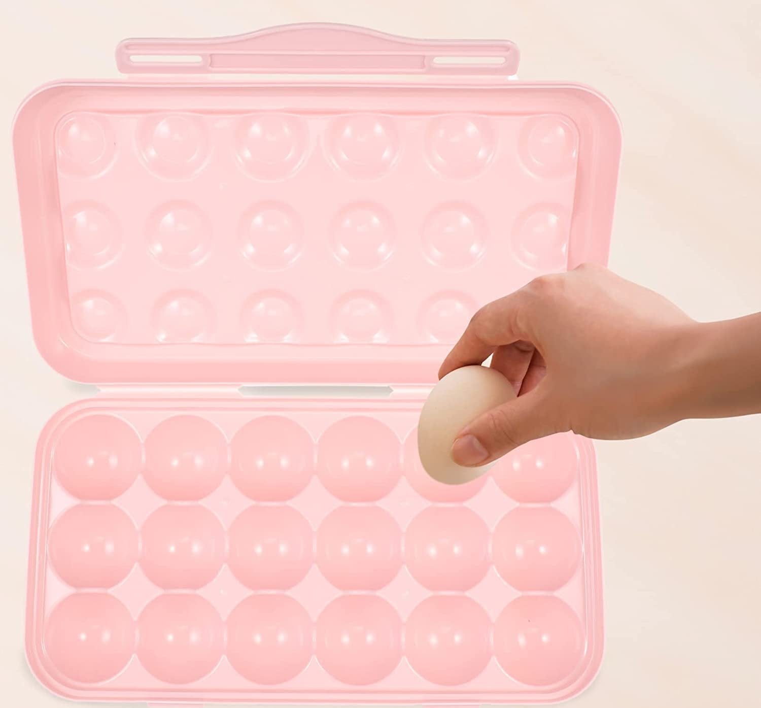 18 Grid Plastic Egg Holder Tray ? Stackable Refrigerator Egg Storage Box with Lid ? Durable & BPA-Free ? Keeps Eggs Fresh & Organized