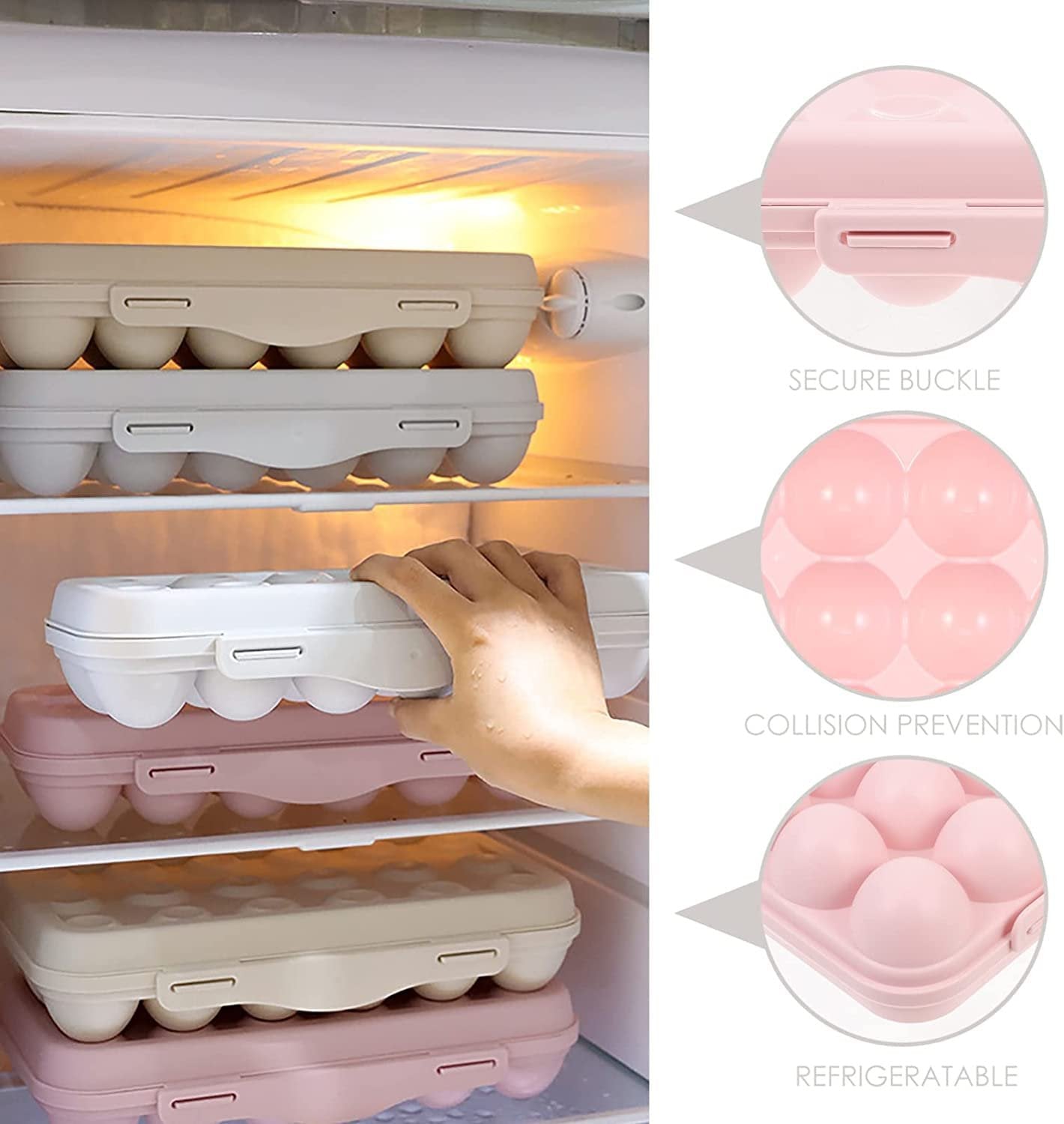 18 Grid Plastic Egg Holder Tray ? Stackable Refrigerator Egg Storage Box with Lid ? Durable & BPA-Free ? Keeps Eggs Fresh & Organized