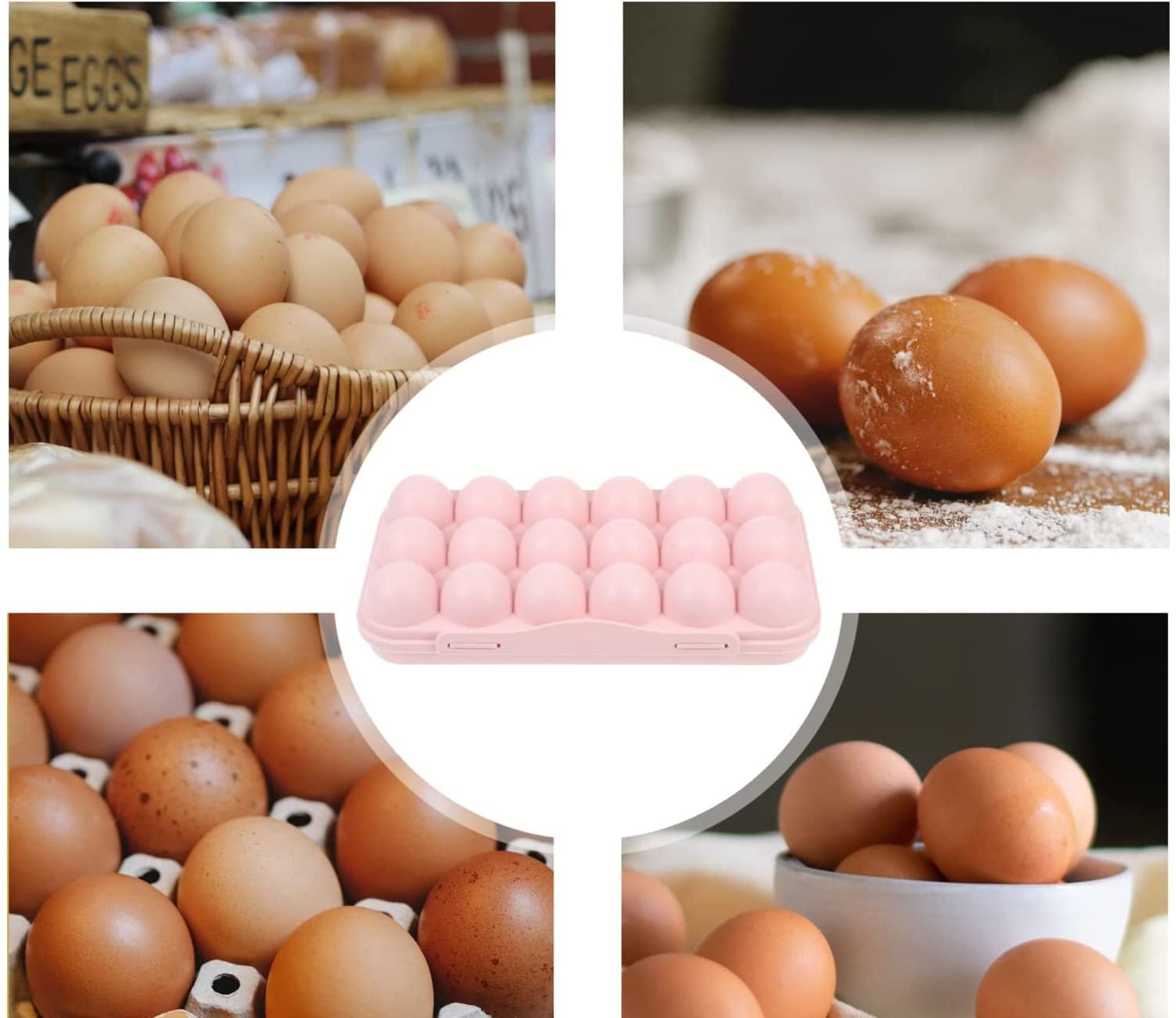 18 Grid Plastic Egg Holder Tray ? Stackable Refrigerator Egg Storage Box with Lid ? Durable & BPA-Free ? Keeps Eggs Fresh & Organized