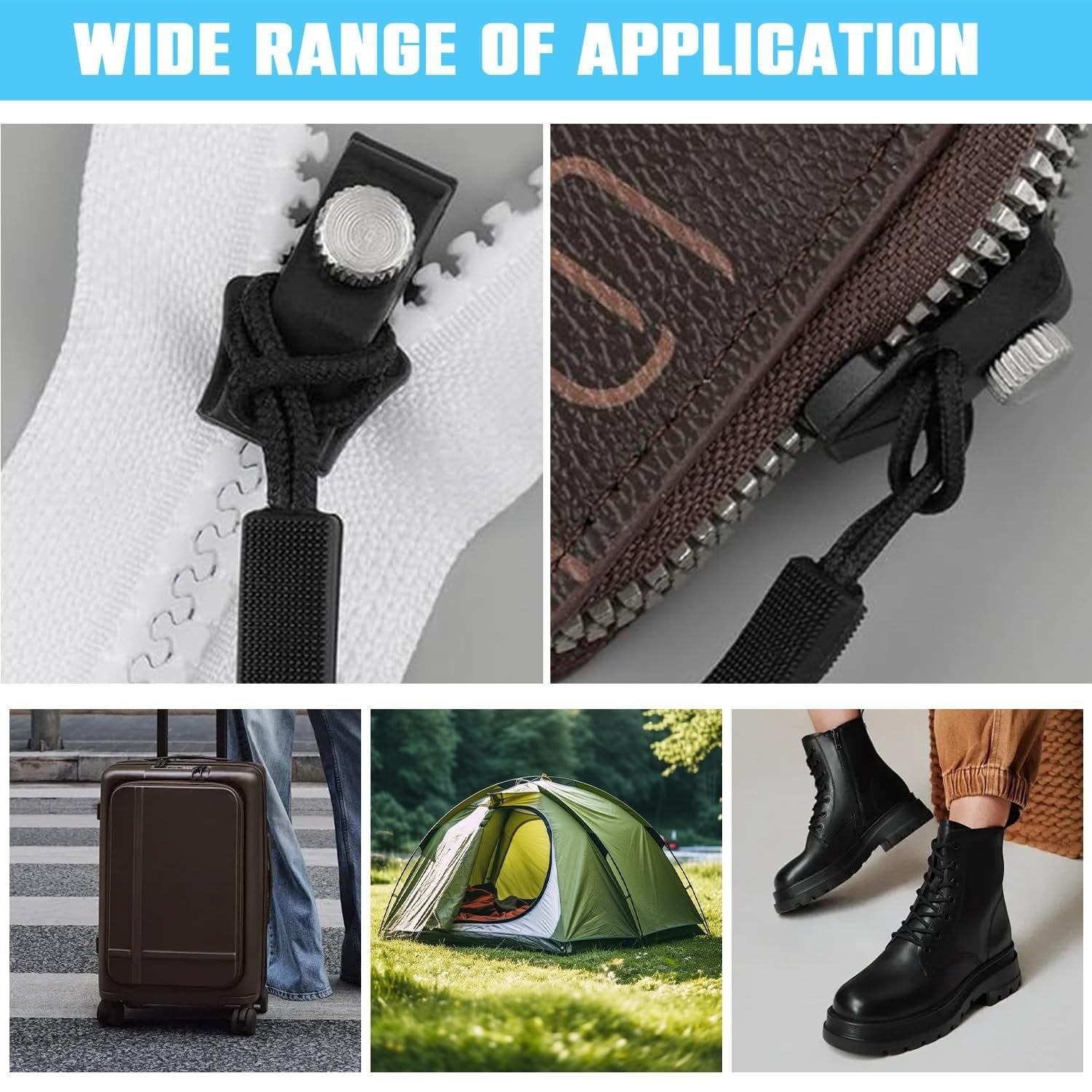 Zipper Repair Kit (Set of 5) ? Universal Instant Zipper Replacement Tool ? Fix Broken Zippers on Jackets, Bags, Tents & Luggage Without Sewing