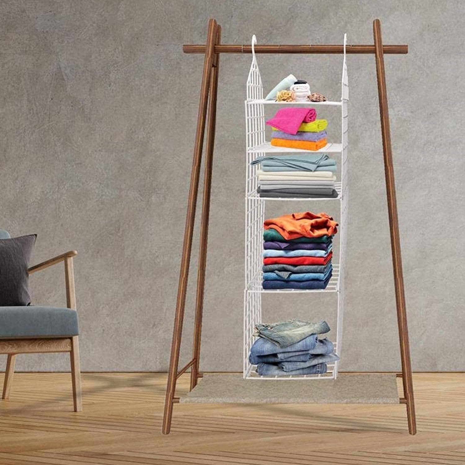 5 LAYER HANGING FOLDING CLOTH RACK ? Space-Saving, Foldable Clothes Organizer for Home and Travel