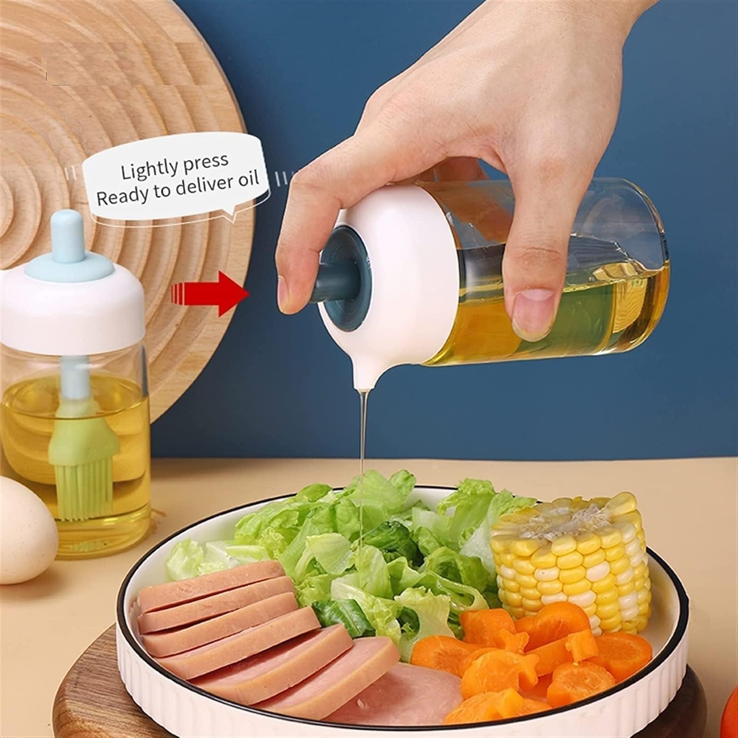 2 IN 1 OIL DISPENSER CONDIMENT JAR WITH SILICONE BRUSH ? Convenient Oil and Condiment Dispenser with Built-In Brush