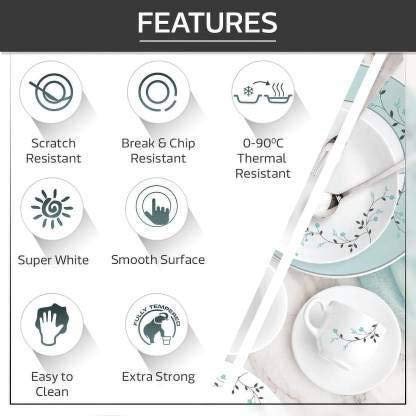 36 PCS EXCLUSIVE PLASTIC PRINTED ROUND DINNER SET ? Elegant and Durable Plastic Dinnerware Set for Everyday Use