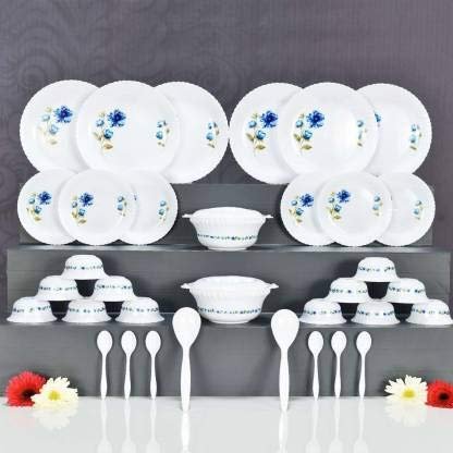 36 PCS EXCLUSIVE PLASTIC PRINTED ROUND DINNER SET ? Elegant and Durable Plastic Dinnerware Set for Everyday Use