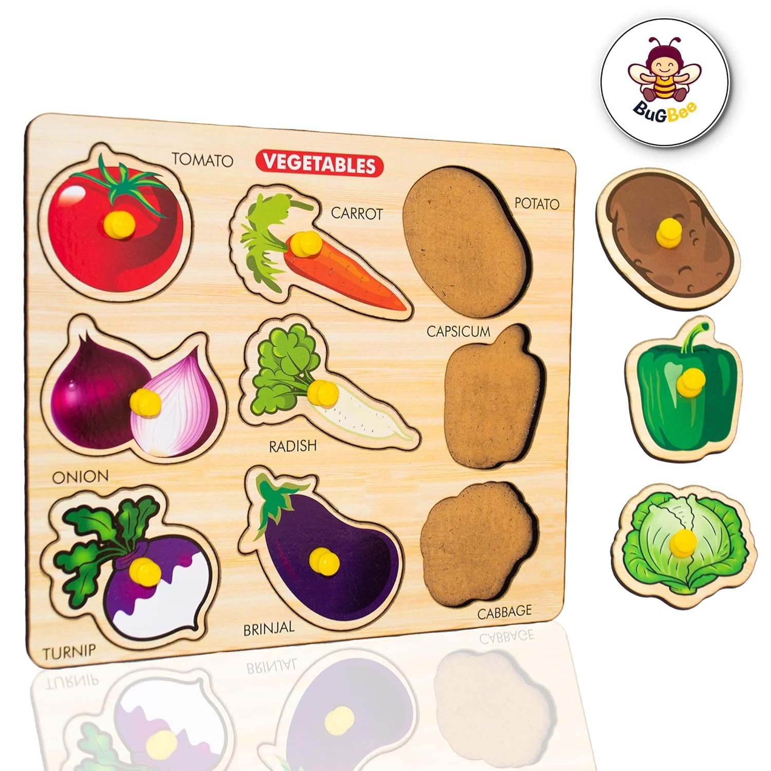 Wooden Fruits Shapes Puzzle ? Fun and Educational Toy for Toddlers ? Improve Shape Recognition, Cognitive Skills, and Hand-Eye Coordination