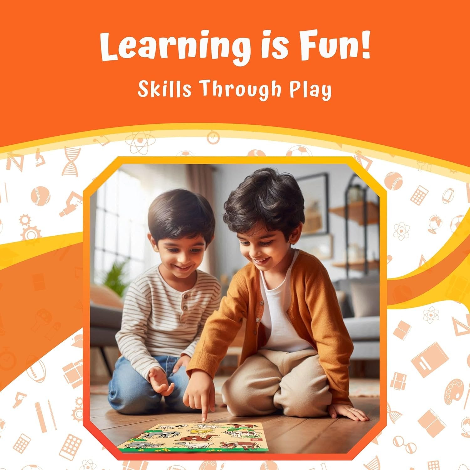 Wooden Animals Shapes Puzzle ? Fun and Educational Toy for Toddlers ? Learn Animal Names, Shapes, and Improve Motor Skills