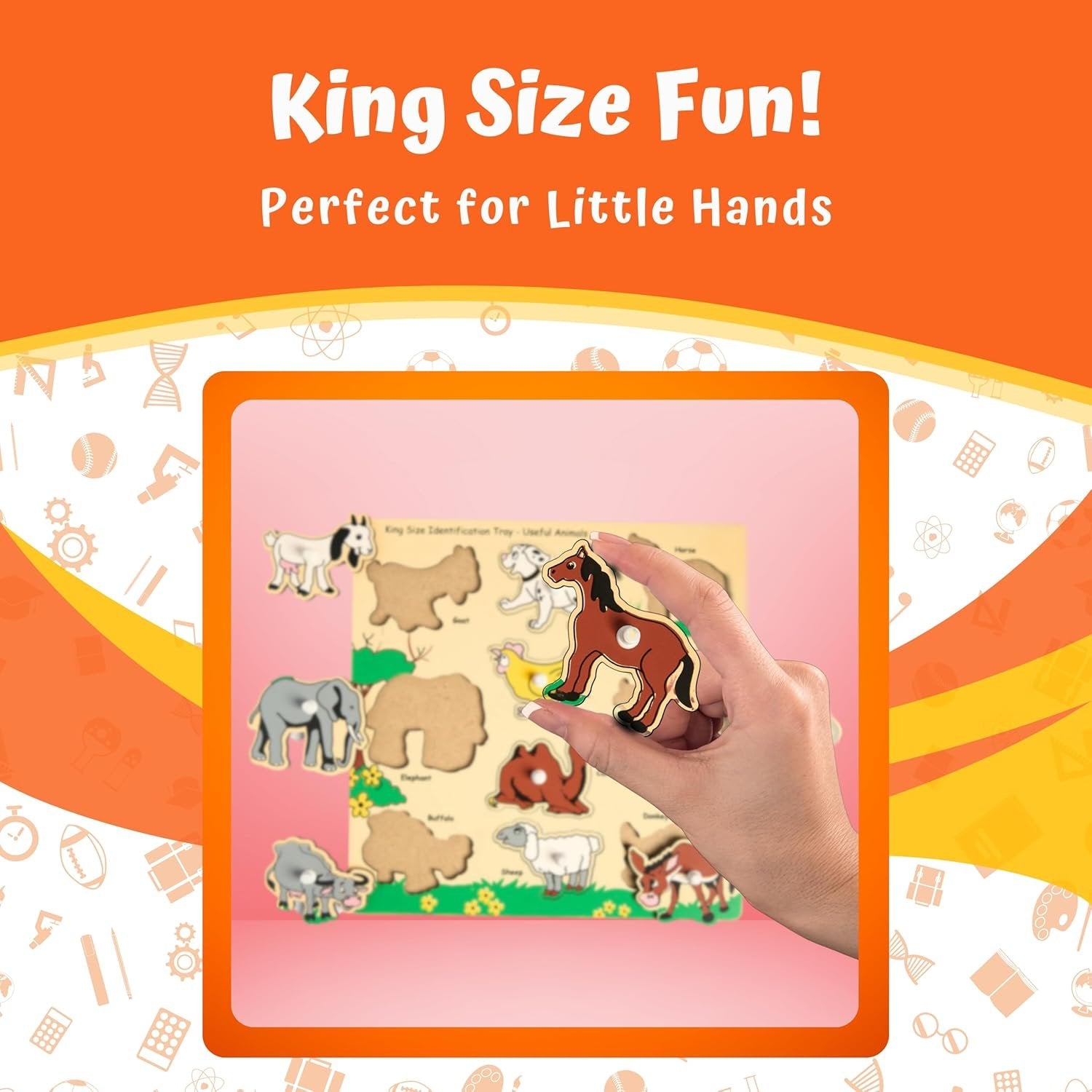 Wooden Animals Shapes Puzzle ? Fun and Educational Toy for Toddlers ? Learn Animal Names, Shapes, and Improve Motor Skills