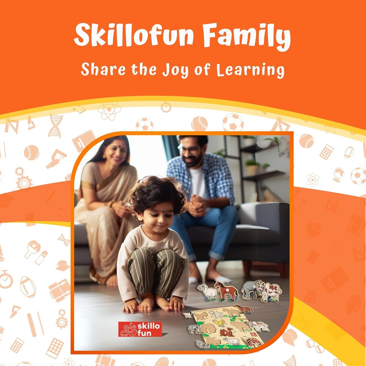 Wooden Animals Shapes Puzzle ? Fun and Educational Toy for Toddlers ? Learn Animal Names, Shapes, and Improve Motor Skills