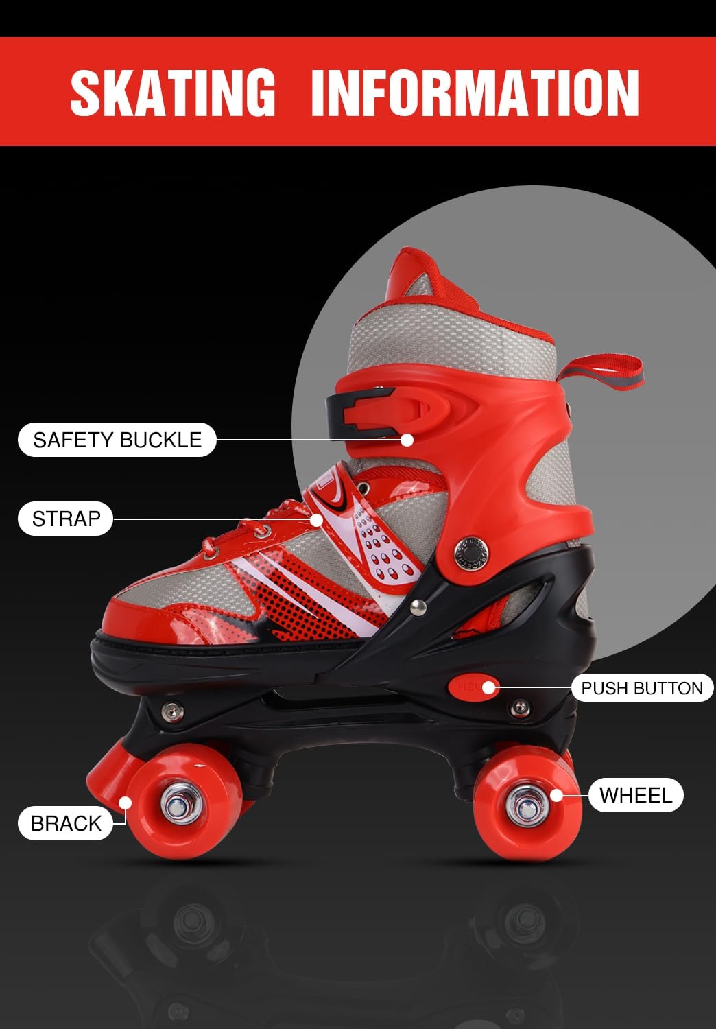 4 Wheel Skate Big ? Adjustable Roller Skates for Kids ? Durable, Comfortable, and Safe for Outdoor Fun and Skill Development