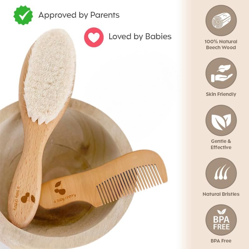 Baby Combset ? Gentle and Safe Hair Care Set for Infants ? Soft Bristles, Non-Toxic, and Comfortable for Baby?s Delicate Skin