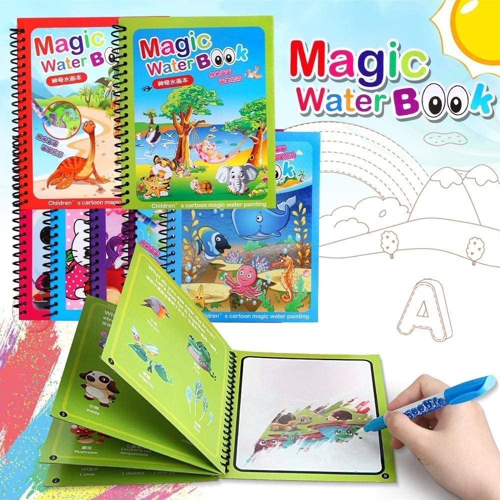 Magic Water Book ? Reusable Water Drawing Book for Kids ? Fun and Mess-Free Learning and Creativity