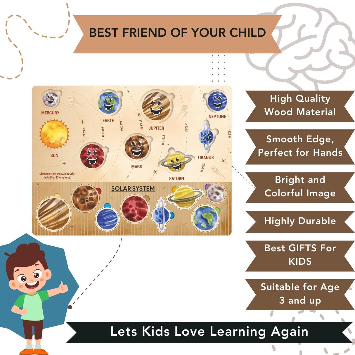 Wooden Solar Puzzle ? Educational and Fun Puzzle Game for Kids ? Learn About Solar Energy with Interactive Puzzle