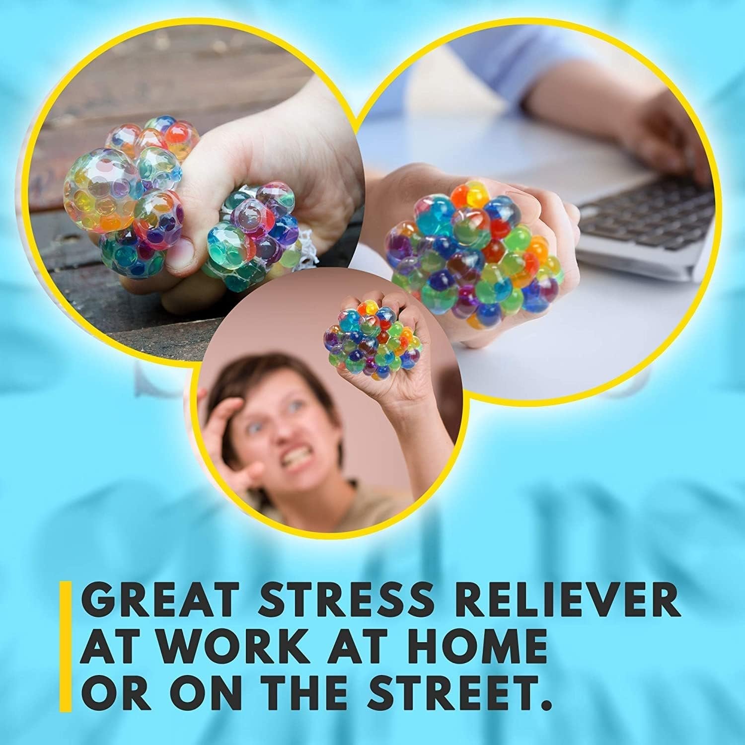 Mesh Squeeze Ball ? Stress Relief and Sensory Toy ? Fun for Kids and Adults to Squeeze and Play