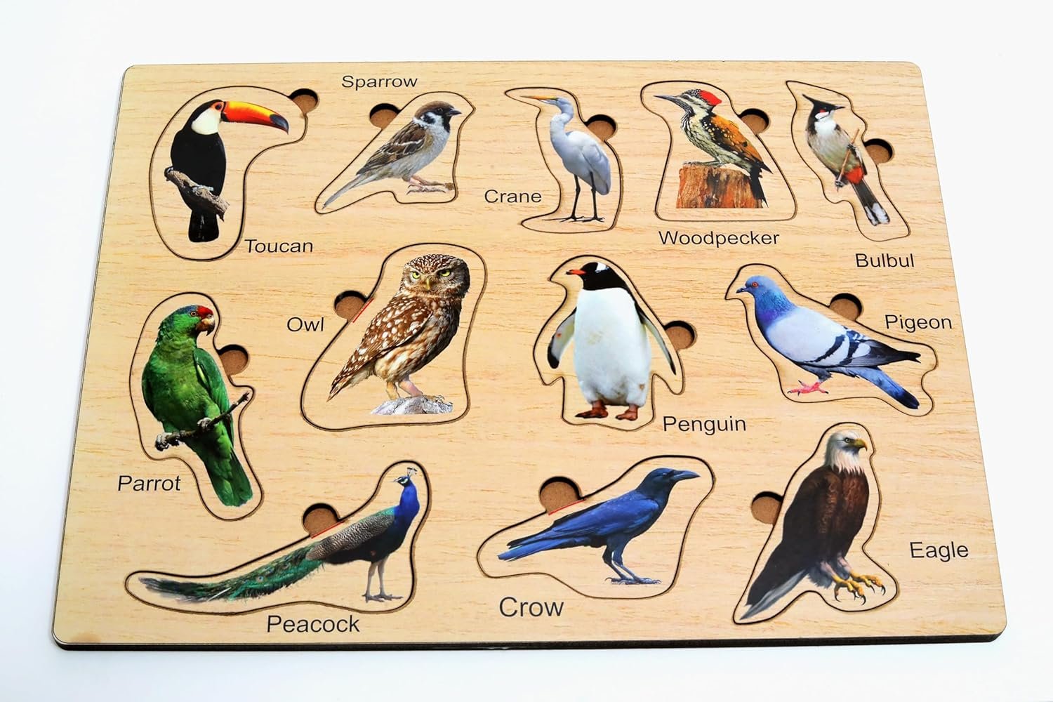 Wooden Birds Shapes Puzzle ? Educational Wooden Puzzle for Kids ? Fun and Interactive Bird-Shaped Puzzle Toy