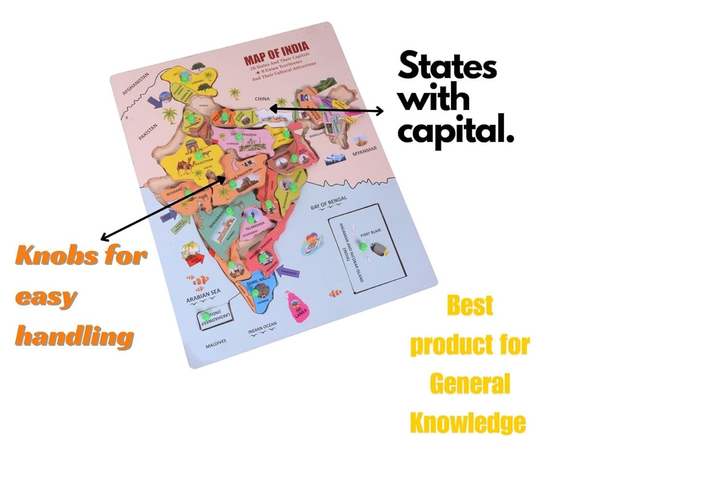 Wooden India Map Puzzle ? Educational Wooden Puzzle of India ? Learn Geography and States in a Fun Way
