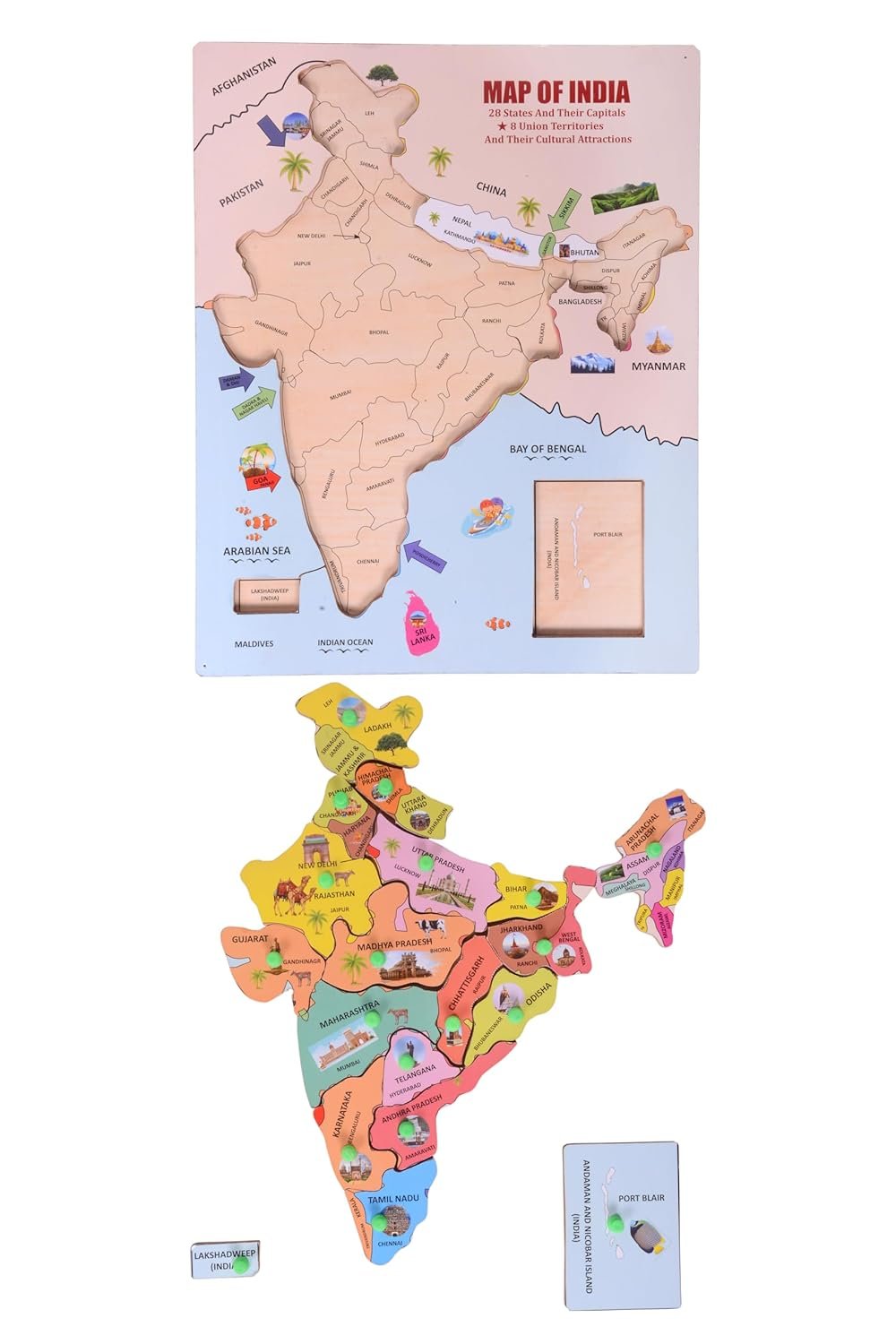 Wooden India Map Puzzle ? Educational Wooden Puzzle of India ? Learn Geography and States in a Fun Way