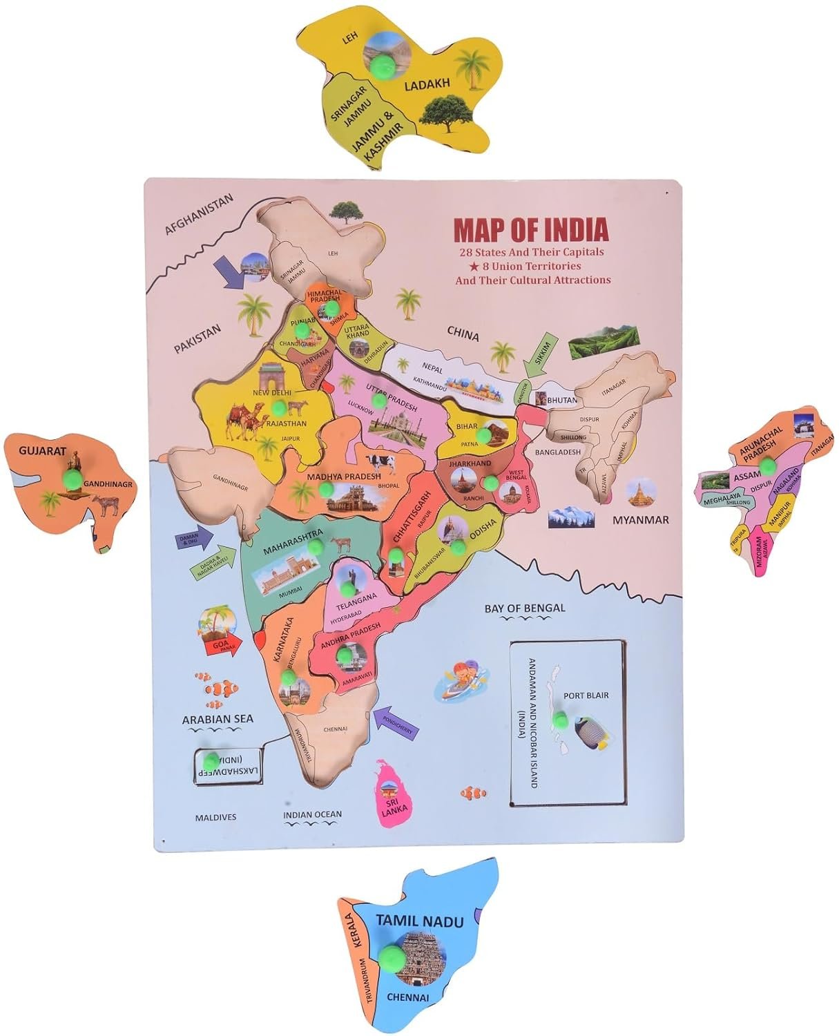 Wooden India Map Puzzle ? Educational Wooden Puzzle of India ? Learn Geography and States in a Fun Way