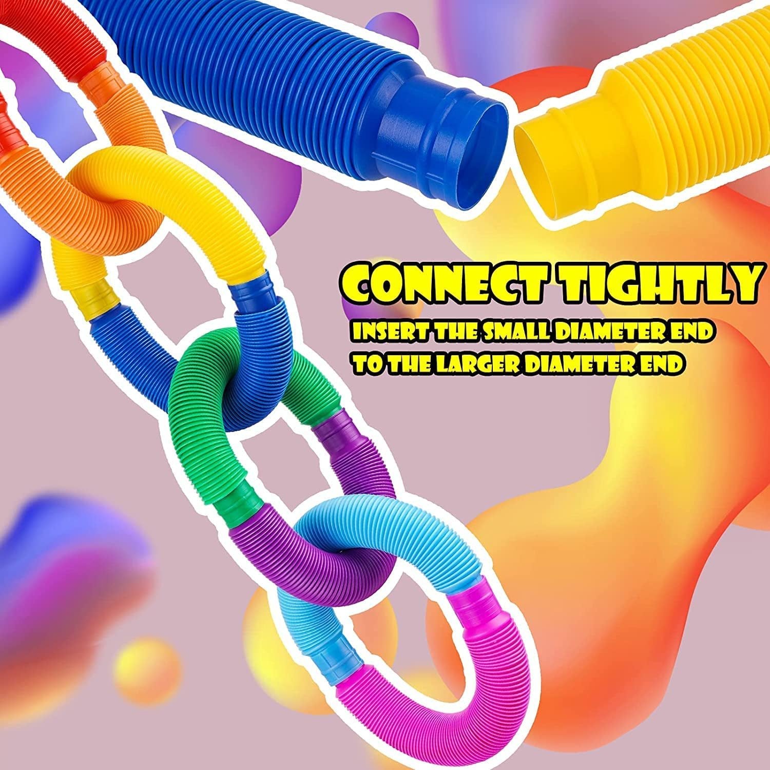 Big Pop Tube Ring (Set of 6) ? Colorful Fidget Toy for Kids ? Stretch, Squeeze, and Pop for Sensory Fun
