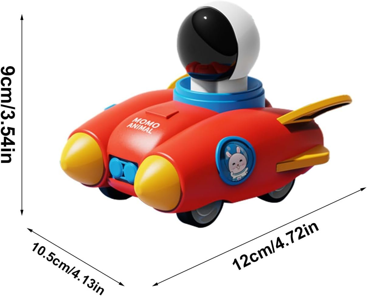 Press and Go Space Rocket Car ? Fun Press-and-Go Toy for Kids ? Space-Themed Toy Car with Sound and Movement