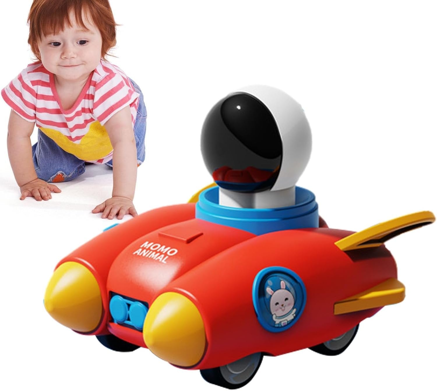Press and Go Space Rocket Car ? Fun Press-and-Go Toy for Kids ? Space-Themed Toy Car with Sound and Movement