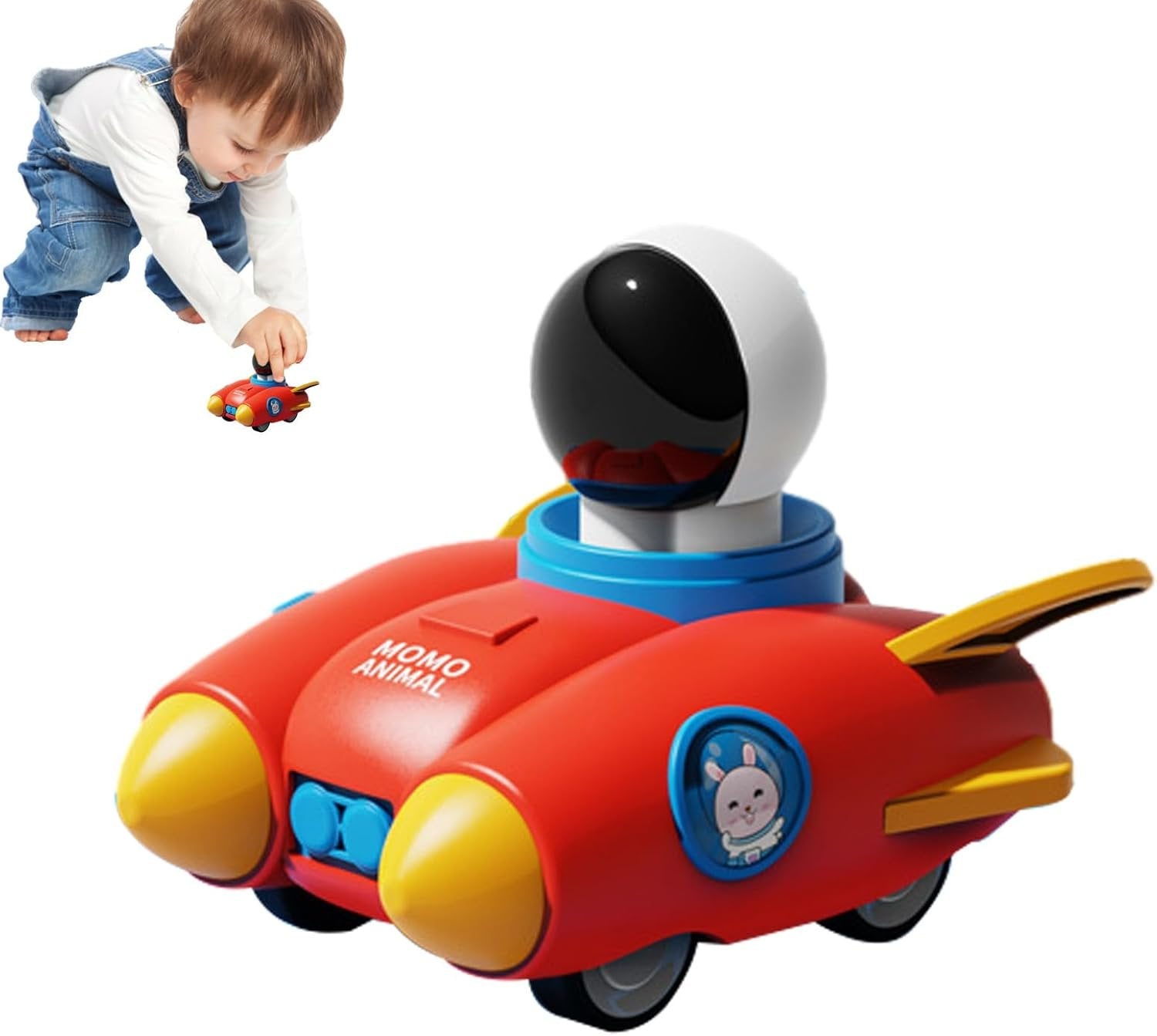 Press and Go Space Rocket Car ? Fun Press-and-Go Toy for Kids ? Space-Themed Toy Car with Sound and Movement