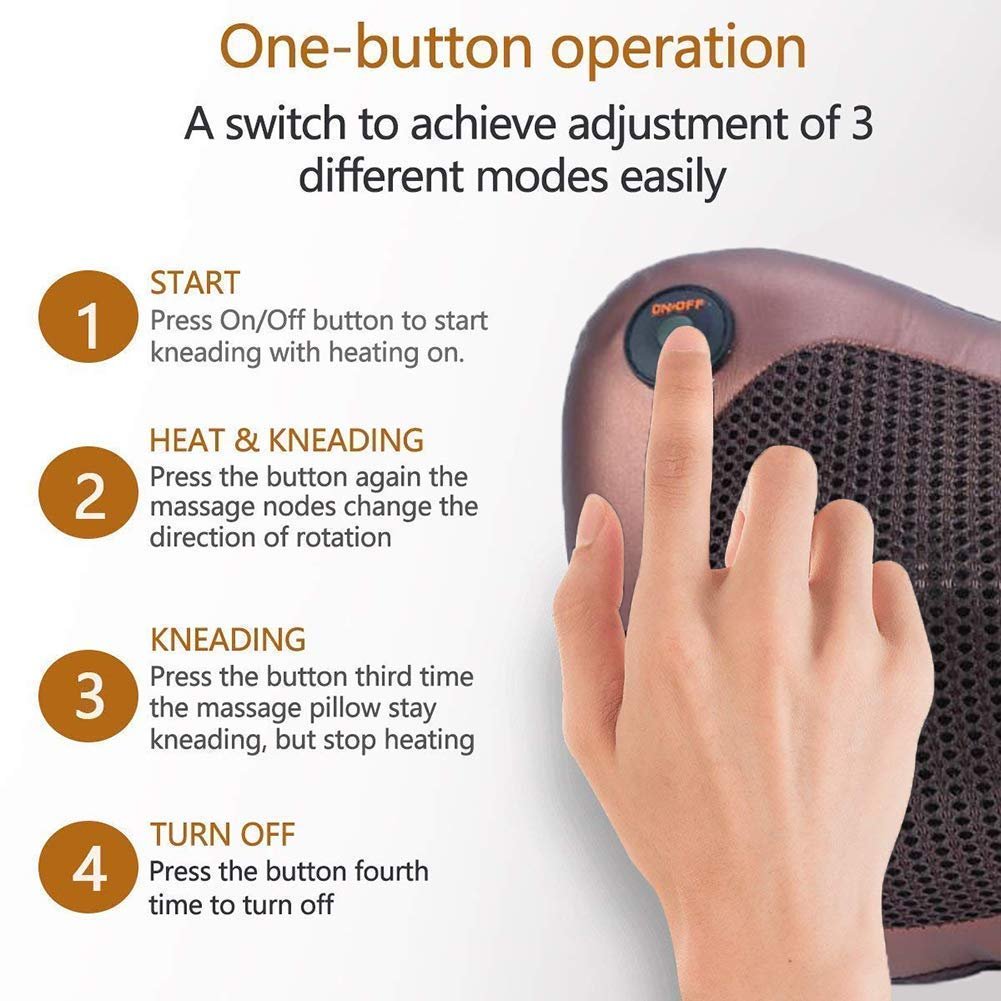 Car Bed Massage Pillow ? Comfortable Neck and Back Support Pillow ? Perfect for Car Rides and Travel ? Relieves Stress and Tension