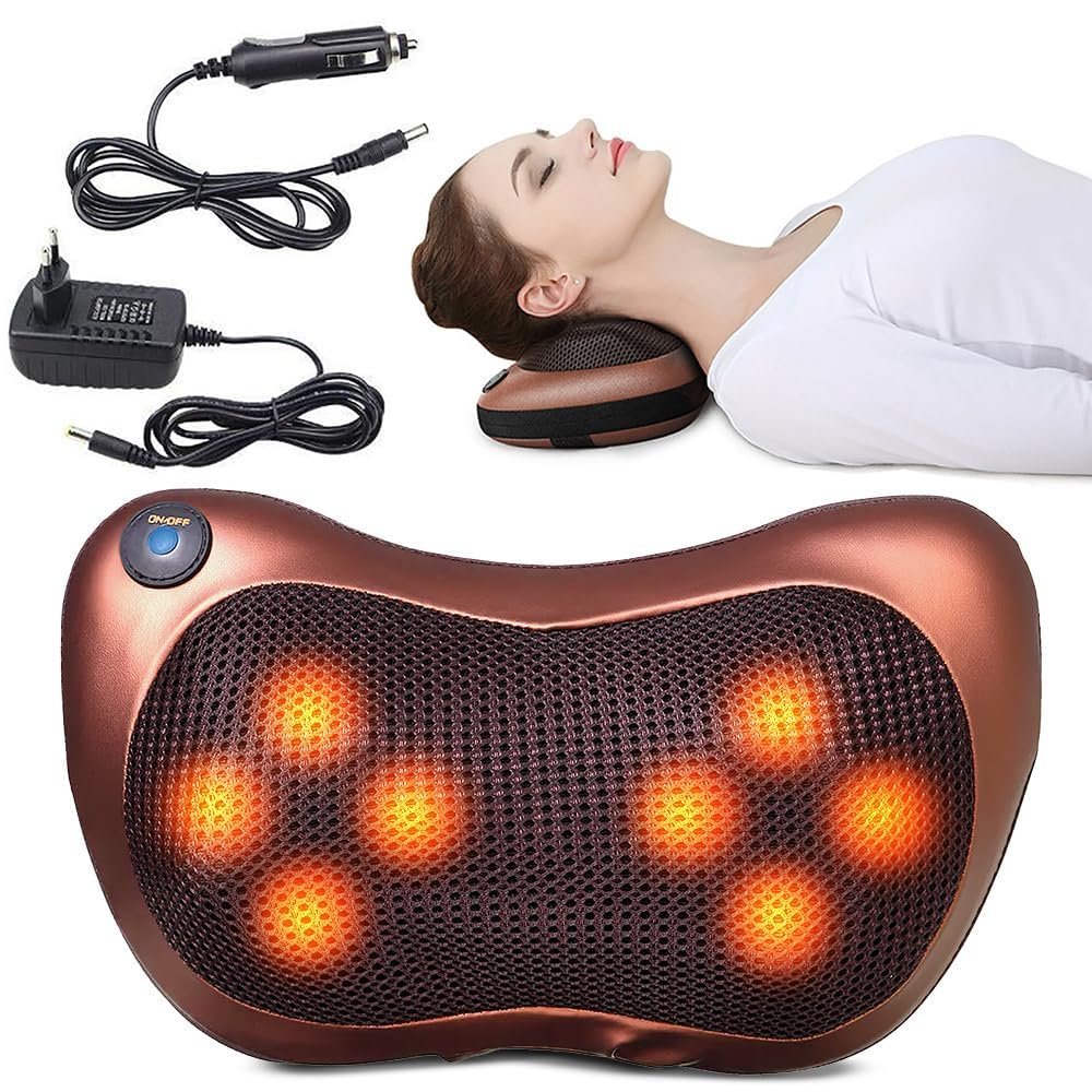 Car Bed Massage Pillow ? Comfortable Neck and Back Support Pillow ? Perfect for Car Rides and Travel ? Relieves Stress and Tension