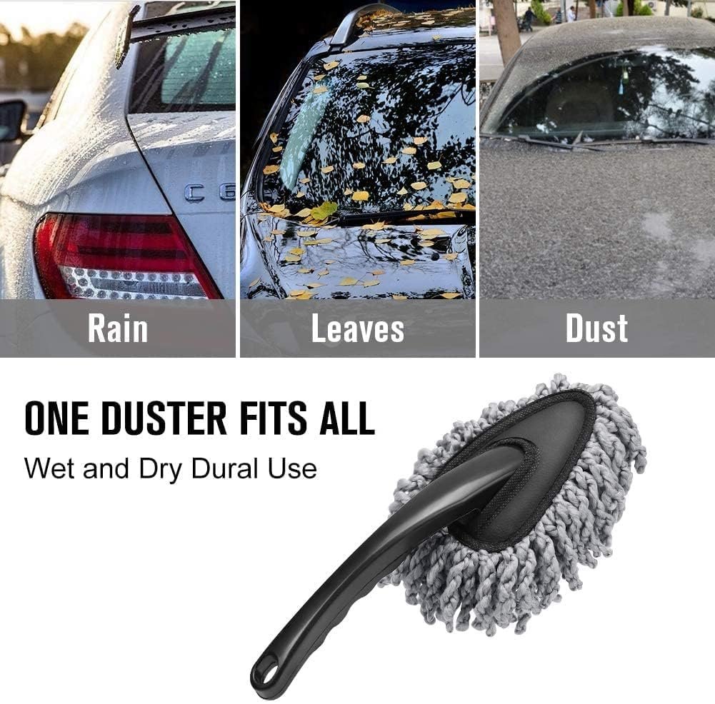 Small Car Duster ? Compact and Soft Microfiber Car Cleaning Duster ? Removes Dust, Dirt, and Debris from Car Interior and Exterior