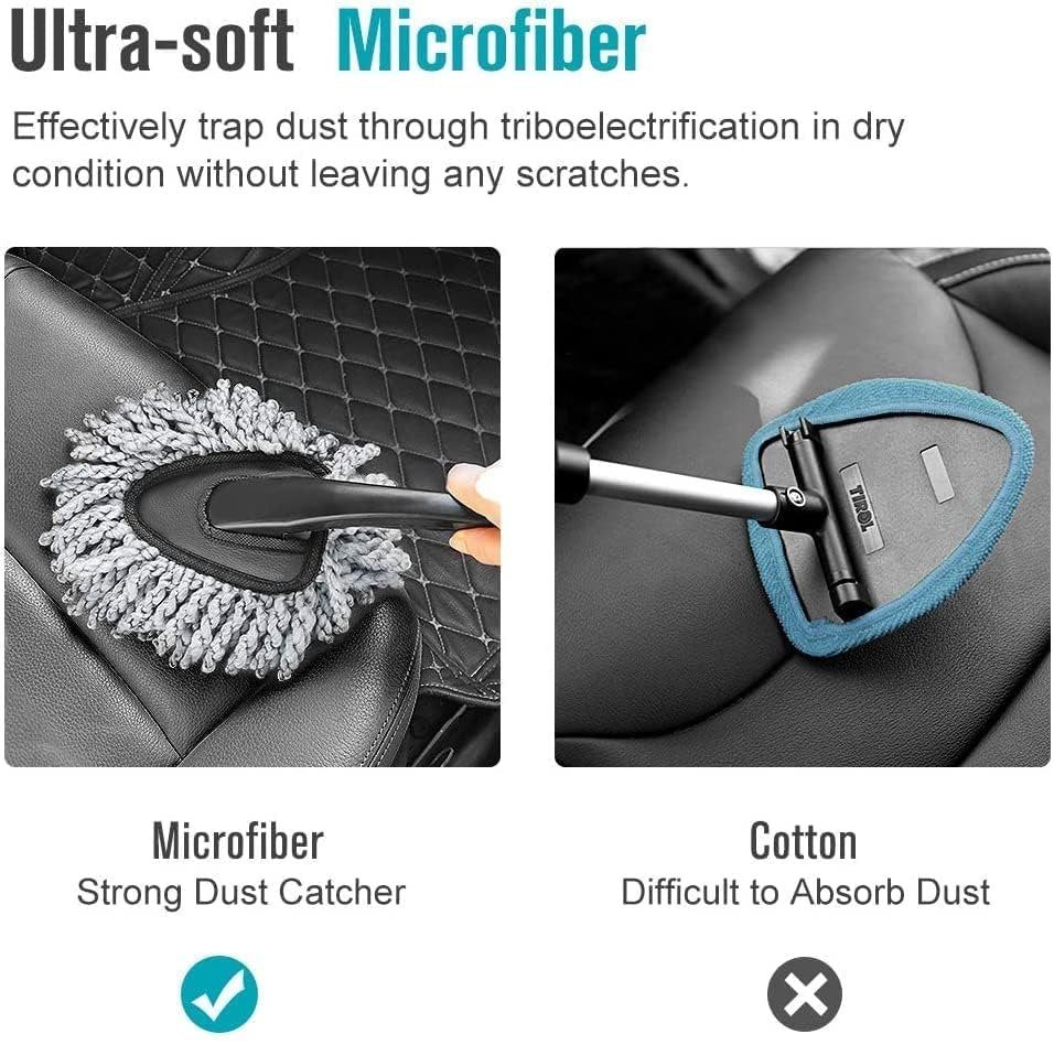 Small Car Duster ? Compact and Soft Microfiber Car Cleaning Duster ? Removes Dust, Dirt, and Debris from Car Interior and Exterior