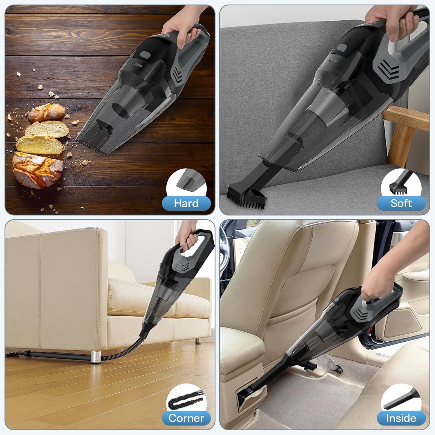 Portable Car Vacuum Cleaner ? 120W High-Power Car Vacuum ? Compact and Lightweight ? Cleans Car Interior Thoroughly