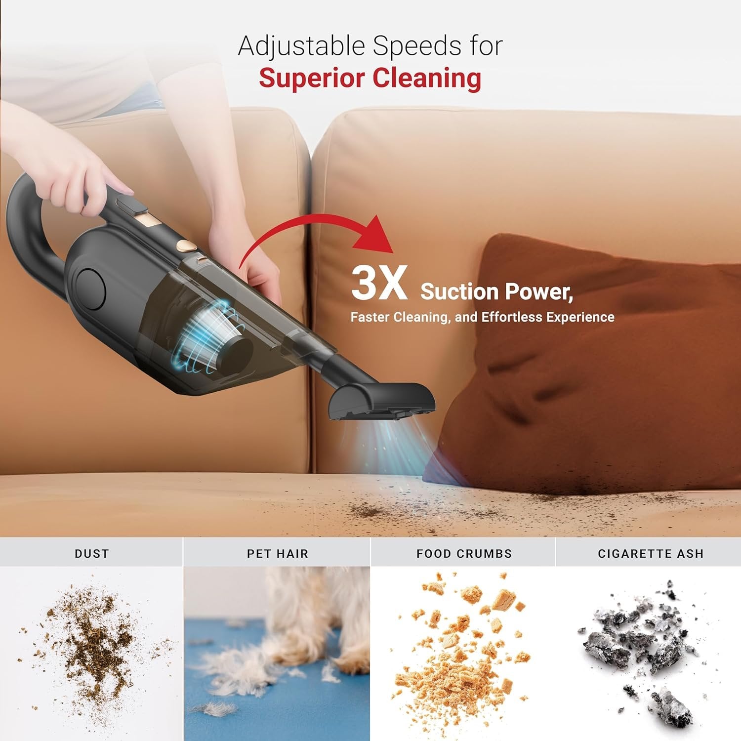 Portable Car Vacuum Cleaner ? 120W High-Power Car Vacuum ? Compact and Lightweight ? Cleans Car Interior Thoroughly