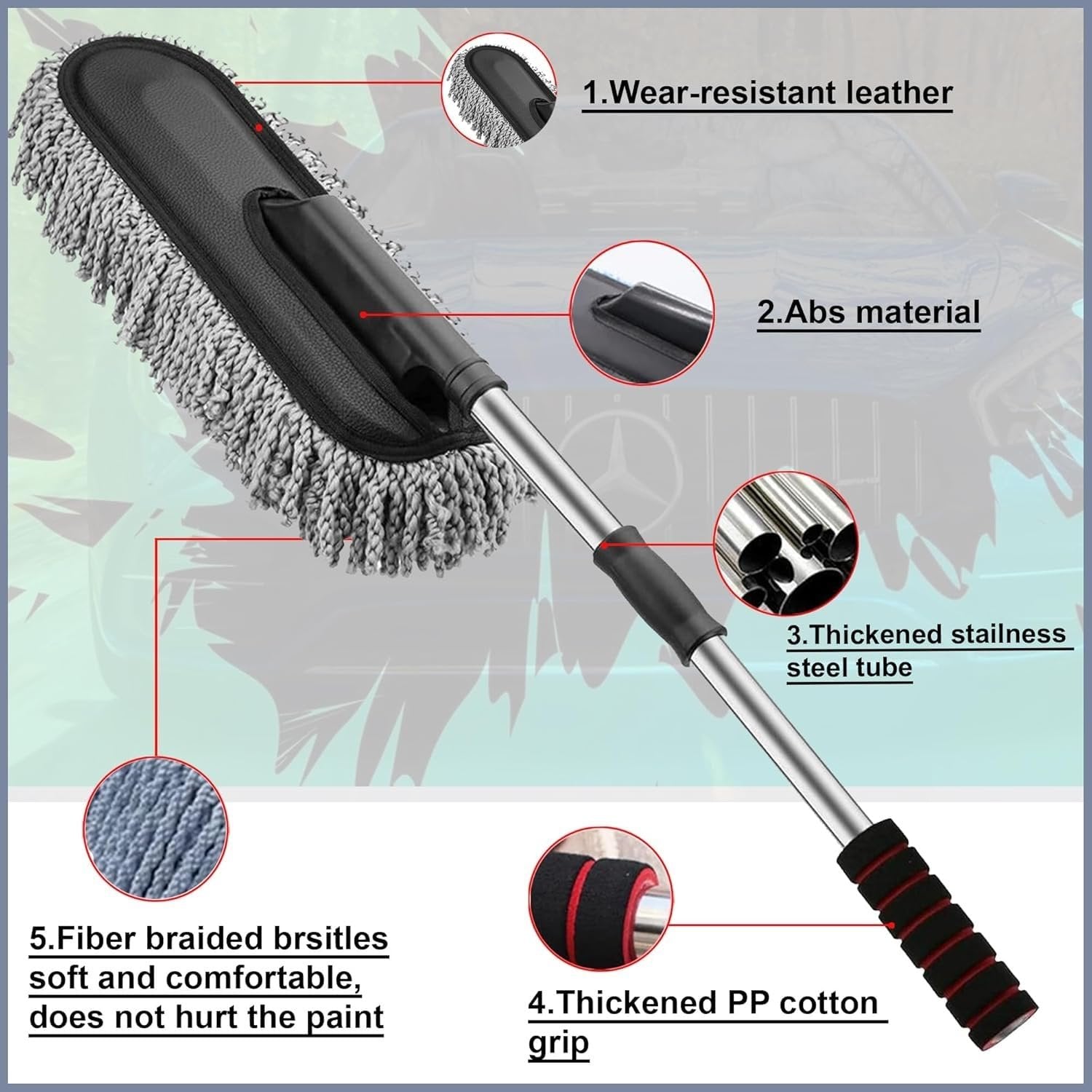 Microfiber Car Duster ? Soft and Gentle Car Cleaning Tool ? Removes Dust and Dirt without Scratching