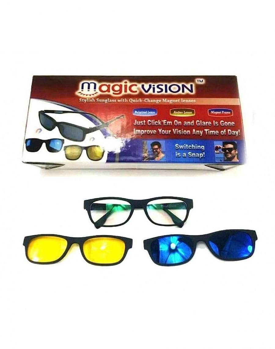 Magic Vision Sunglasses with Magnet Lenses ? Stylish Sunglasses with Detachable Lenses ? UV Protection and Comfort