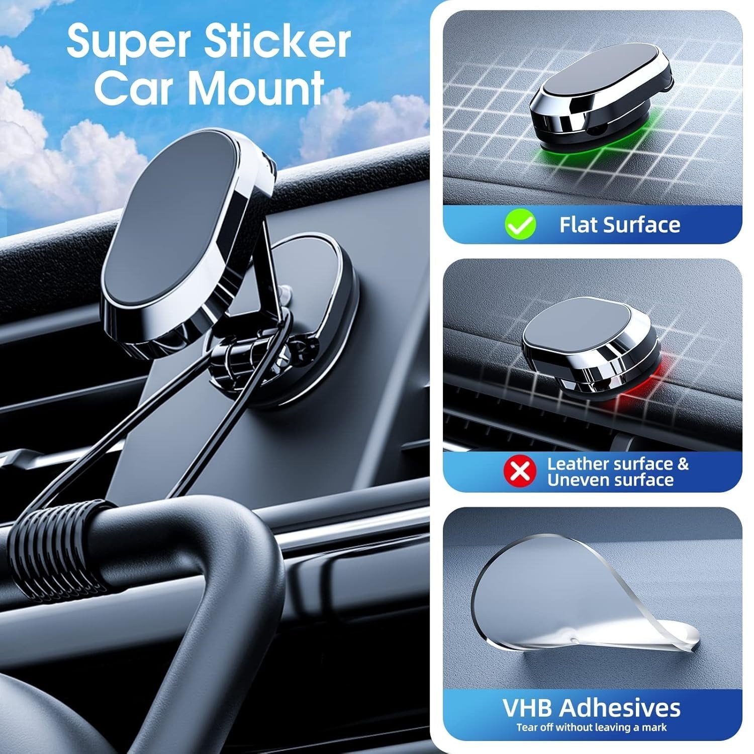 Magnetic Phone Holder for Car ? Secure and Convenient Phone Mount ? 360? Rotation and Strong Magnet for Safe Driving