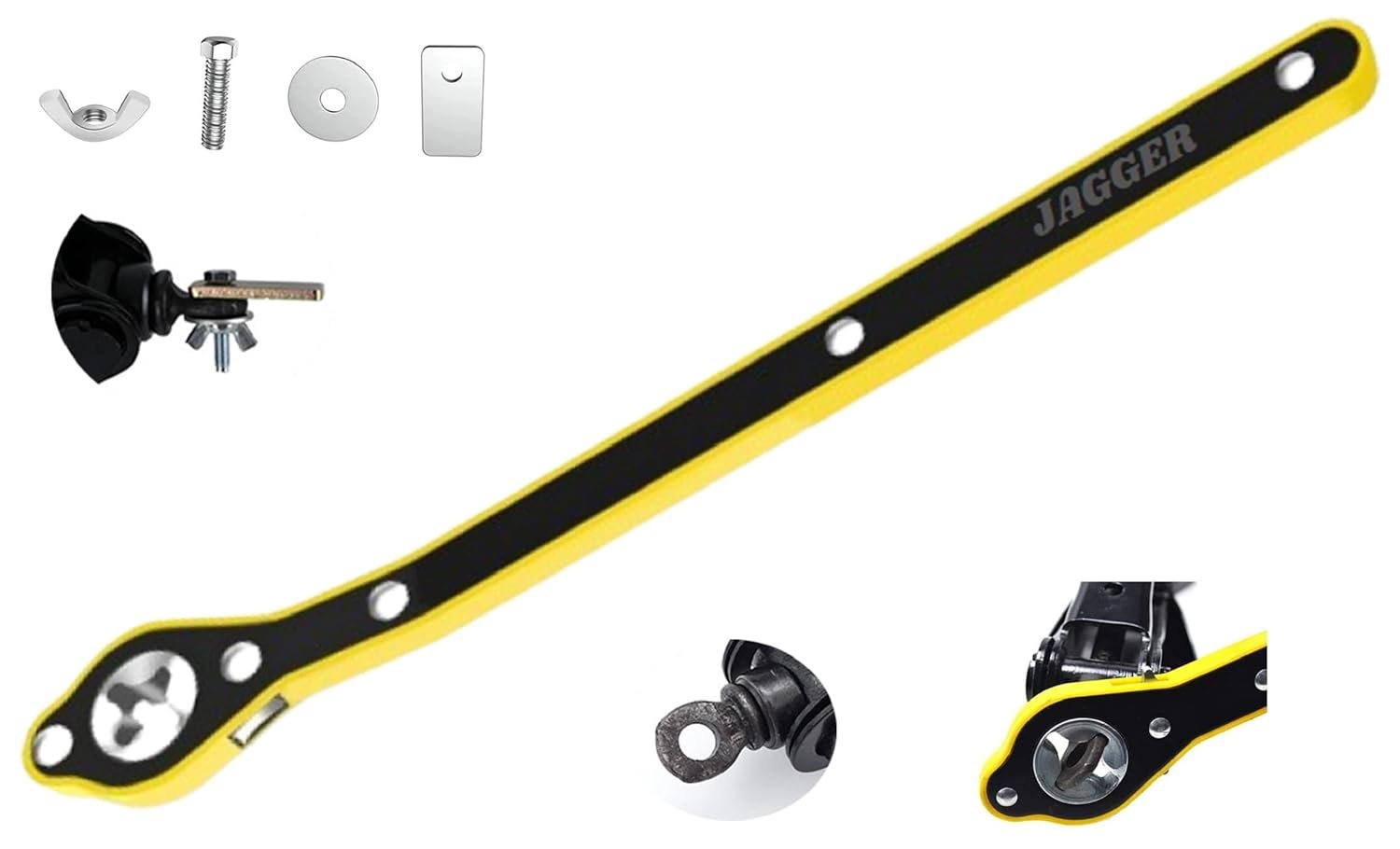 Universal Car Jack Ratchet Wrench with Accessories ? Heavy Duty Auto Repair Tool Kit ? Essential for Car Maintenance and Emergency Use