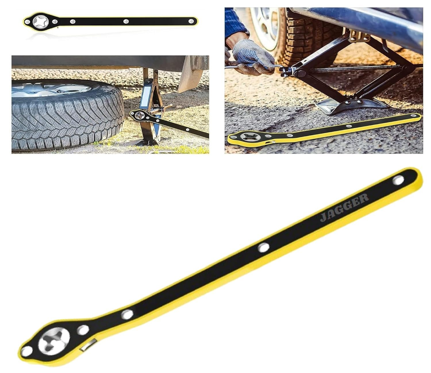 Universal Car Jack Ratchet Wrench with Accessories ? Heavy Duty Auto Repair Tool Kit ? Essential for Car Maintenance and Emergency Use