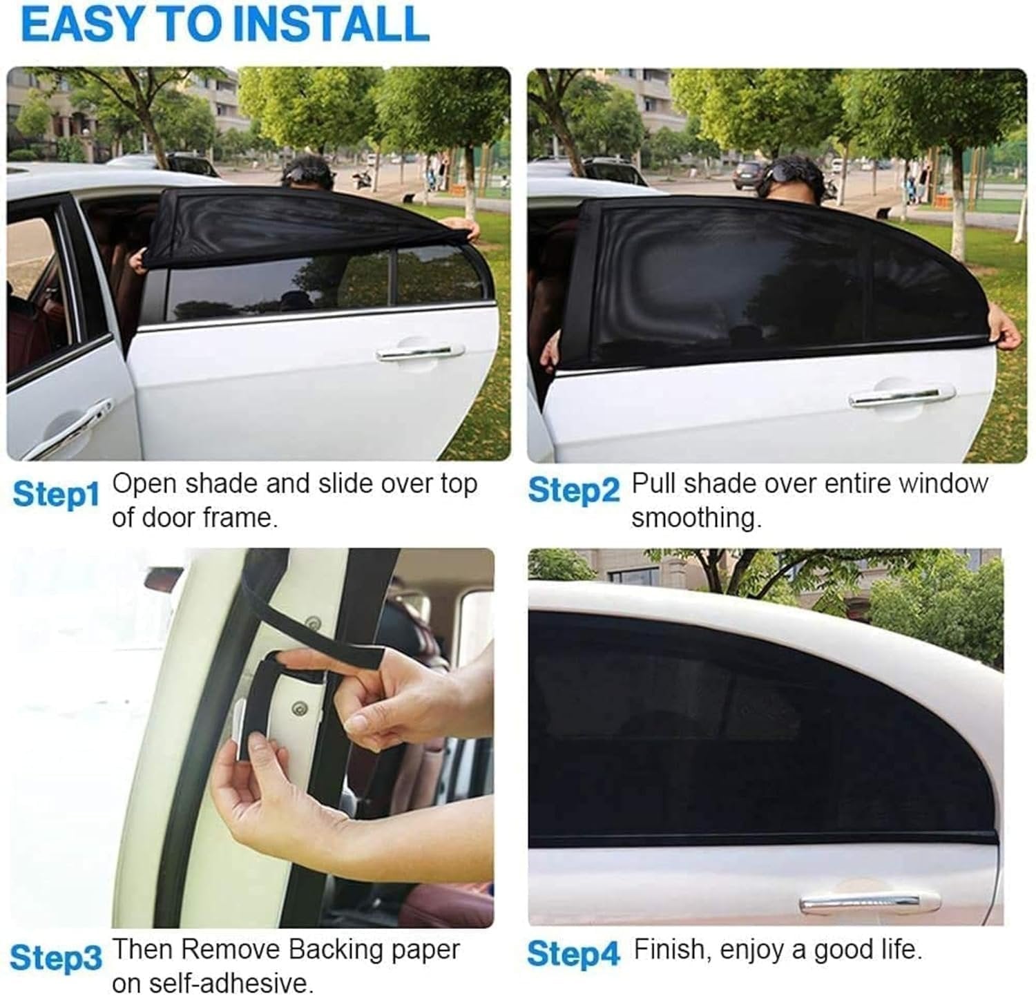 Set of 4 Car Glass Window Covers for Sun ? UV Protection and Heat Resistance ? Keeps Your Car Cool and Comfortable