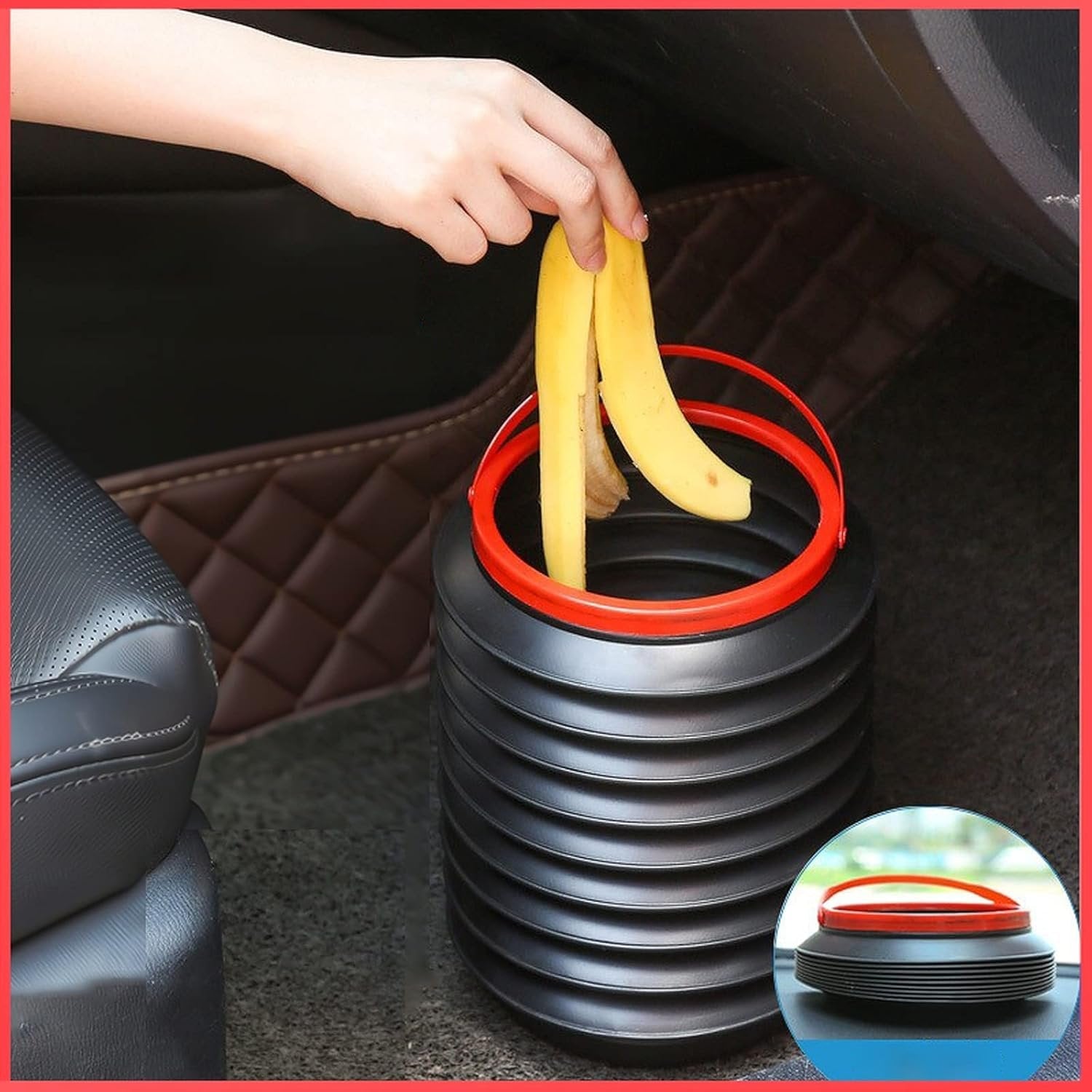 4L Collapsible Foldable Car Dustbin Basket ? Space-Saving Car Trash Bin ? Convenient for Car Interior Organization