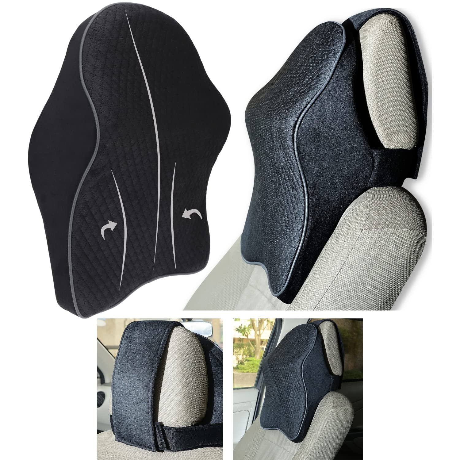 Car Neck Memory Pillow ? Ergonomic Support Pillow for Neck and Head ? Comfortable and Supportive for Long Drives