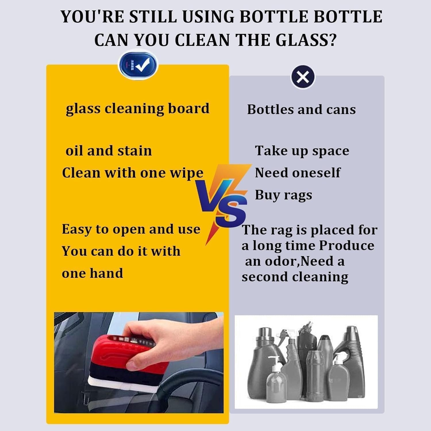 Automotive Oil Film Cleaning Brush ? Efficient Cleaning Tool for Car Windows and Windshields ? Removes Oil Residue and Streaks