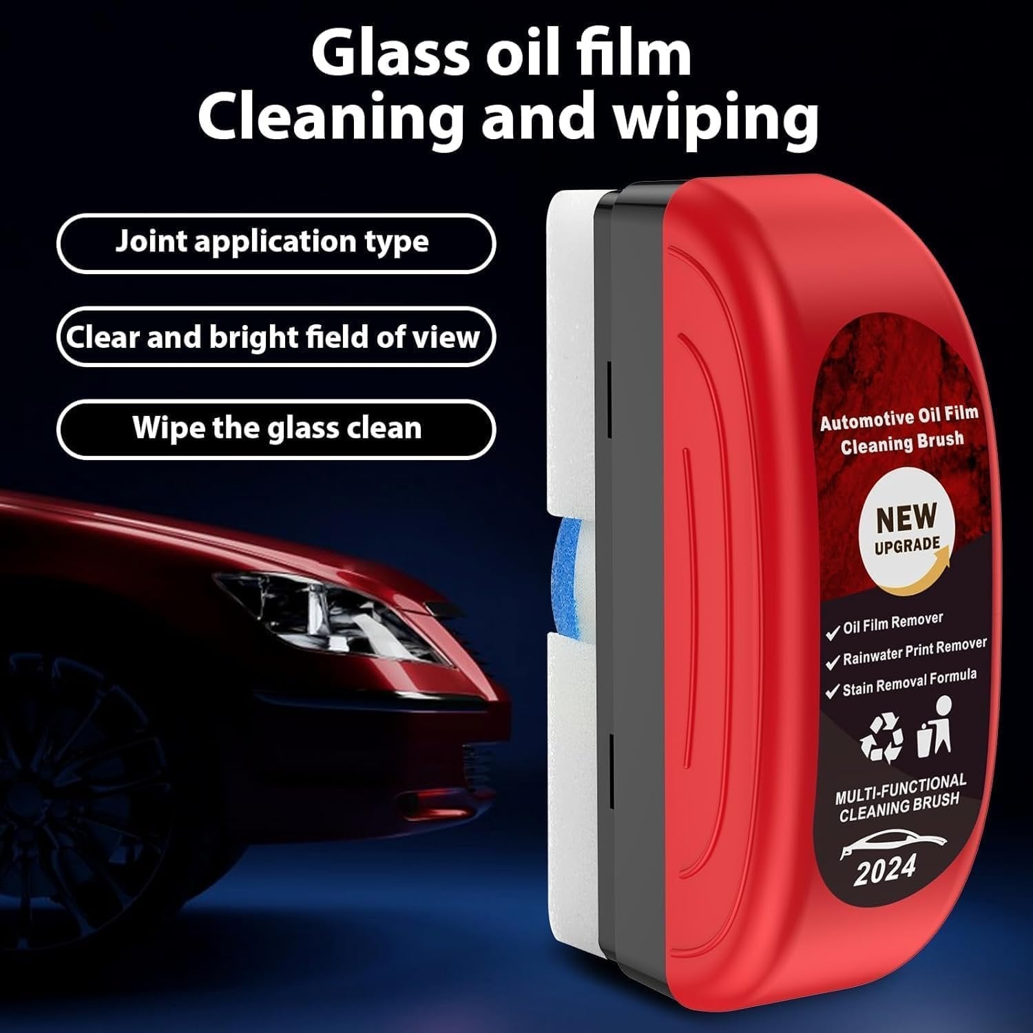 Automotive Oil Film Cleaning Brush ? Efficient Cleaning Tool for Car Windows and Windshields ? Removes Oil Residue and Streaks