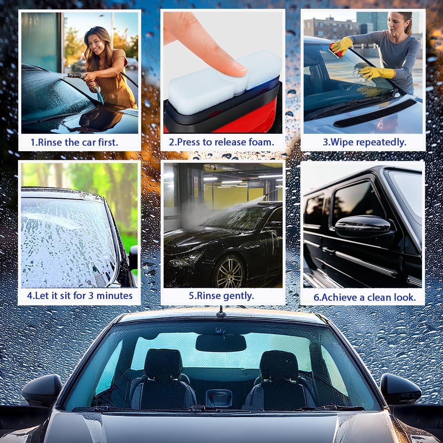 Automotive Oil Film Cleaning Brush ? Efficient Cleaning Tool for Car Windows and Windshields ? Removes Oil Residue and Streaks