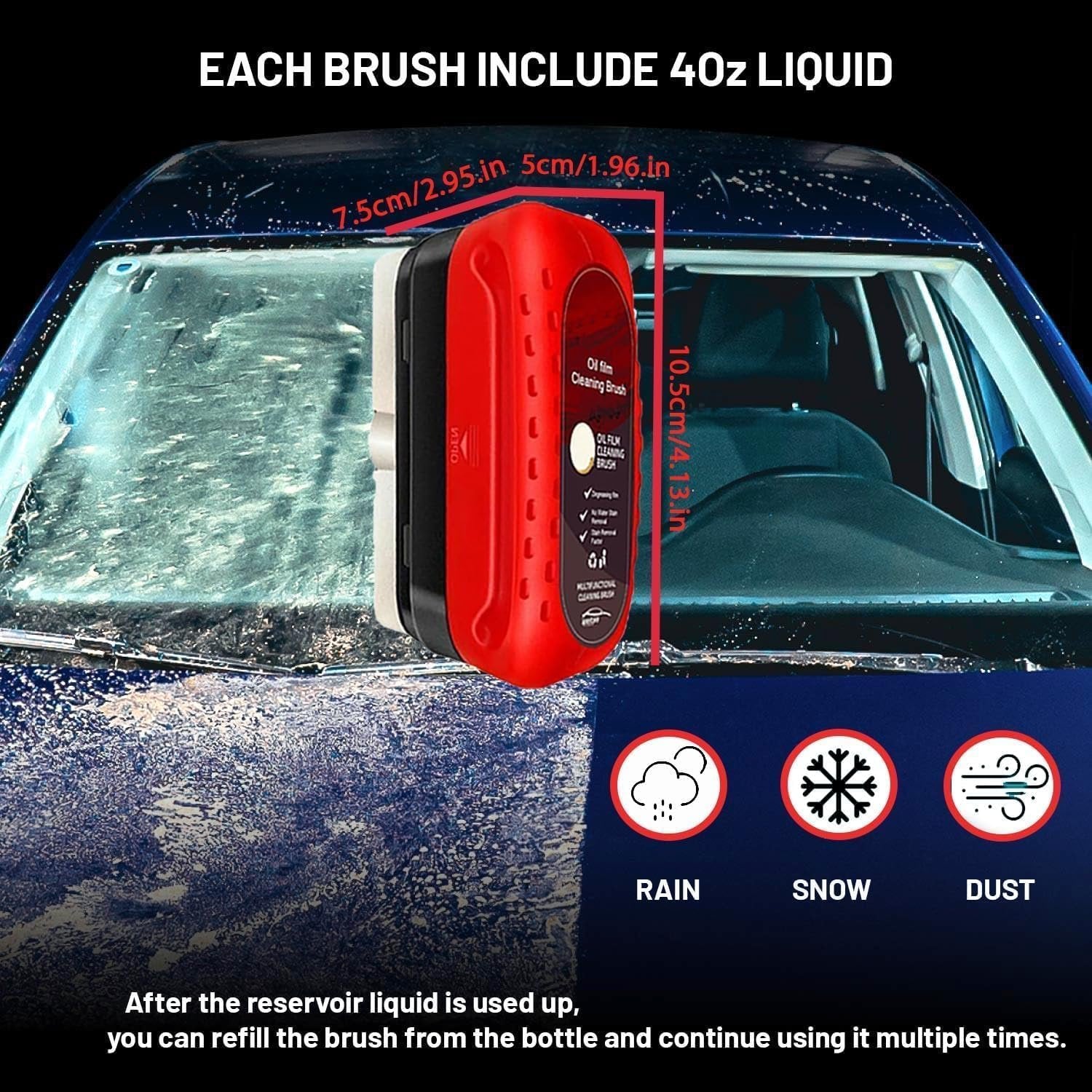 Automotive Oil Film Cleaning Brush ? Efficient Cleaning Tool for Car Windows and Windshields ? Removes Oil Residue and Streaks