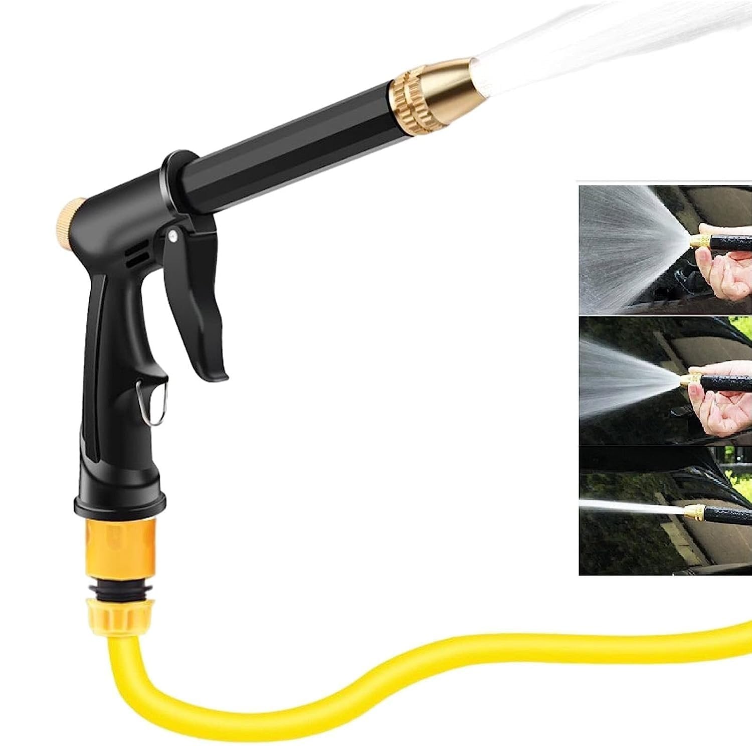 Black Metal Spray Gun with Trigger ? Heavy Duty Car Wash Spray Gun ? Adjustable Pressure for Efficient Cleaning